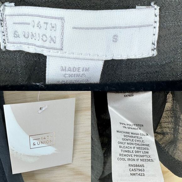 NWT 14th & Union Women's Size Small Grey Top Popover Tunic Blouse Semi Sheer - Picture 10 of 10